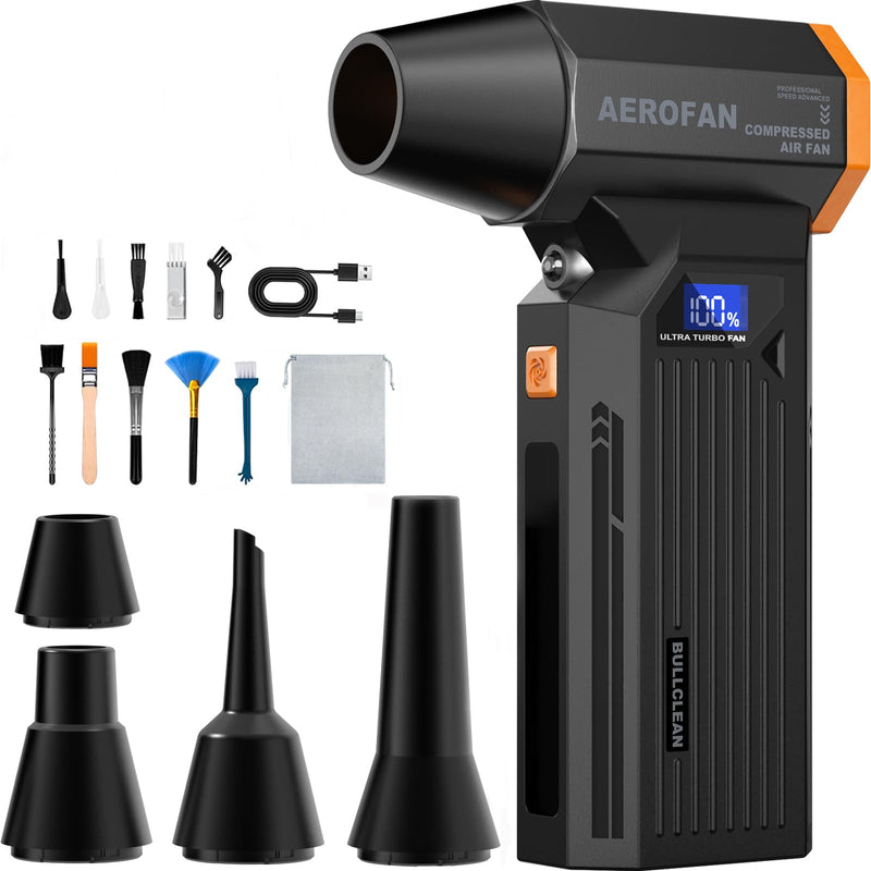 Electric Air Duster - 150000RPM Rechargeable Cordless Compressed Air Duster | 4-Gear Adjustable Mini Turbo Blower, Brushless Motor, PC Dust Cleaner with LED, Portable, For Computer Keyboard Car Outdoor