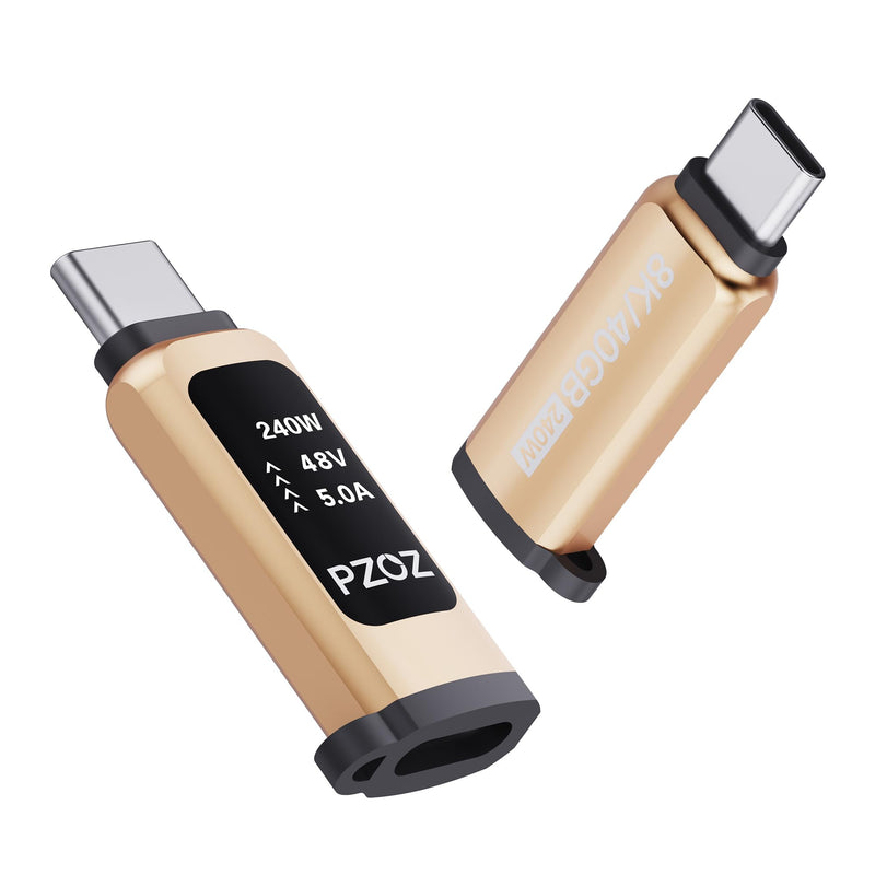 pzoz USB C Extender Adapter, 240W PD 3.1, 40Gbps Data, 8K@60Hz | Extend USB-C connections with 240W PD charging, 40Gbps transfer, 8K video, LED display and Thunderbolt 4/3 support. 2