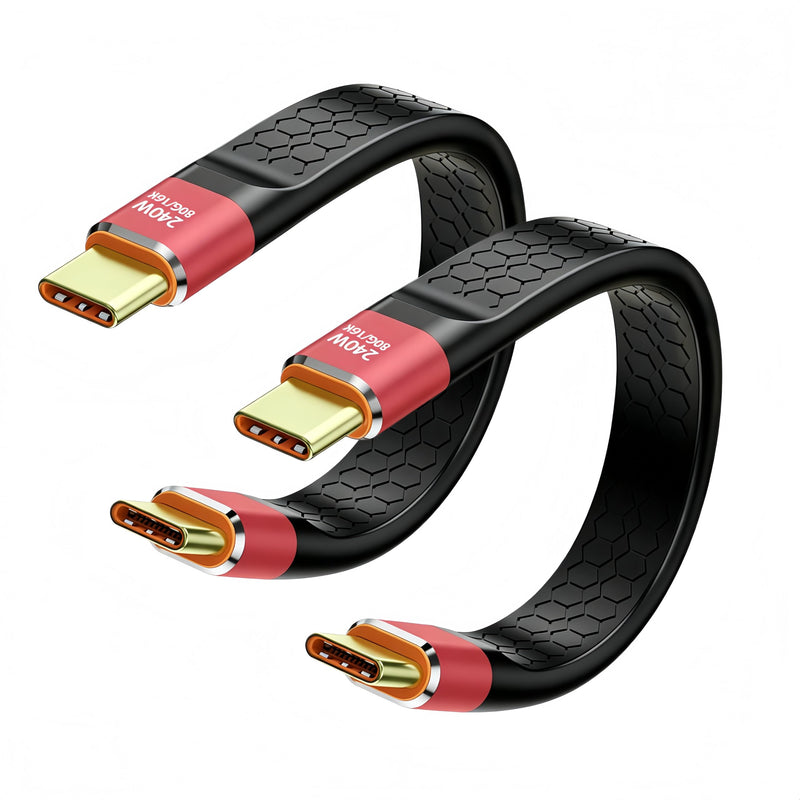 2Pack USB 4.0 USB C Short Cable (80Gbps/8K/240W/5inch), Short Usbc to Usbc Cable Compatible with Thunderbolt 5/4/3,IPhone17/16/15,MacBook, External SSD