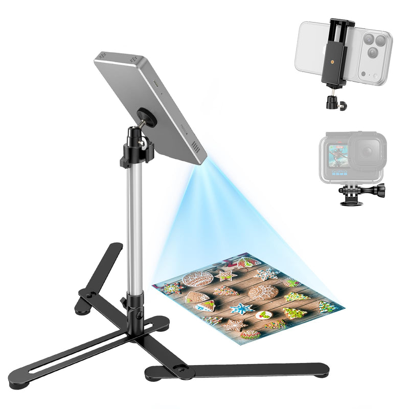TiMOVO Overhead Tripod for Mini Projector | Heavy Duty, 360° Rotation, Angle & Height Adjustable, Overhead Phone Mount for Cookie Decorating, Live Streaming, Cooking