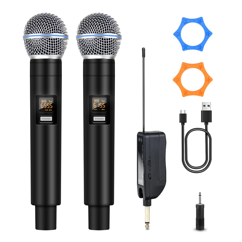 Wireless Karaoke Microphone, Dual Wireless Microphone 2.4G 492 ft Range, Handheld Microphone Wireless Set, Microphone for Karaoke Machine, PA Speaker, Mixer, Microphone for Singing