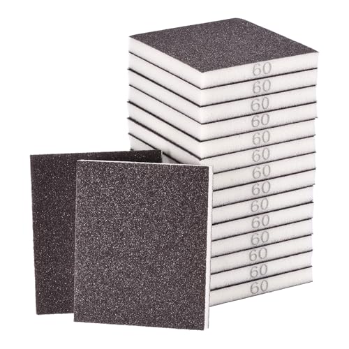 16Pcs 60Grit Double-Sided Sanding Sponges, Washable & Reusable 16