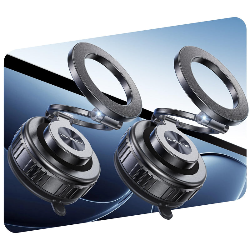 2-Pack Vacuum Magnetic Phone Holder for Car [All-Metal & 119+lbs Suction] | 360 Adjustable Suction Phone Mount for Magsafe Car Holder, [Military-Grade] Car Phone Holder for iPhone 17 Pro Max 16 15 14