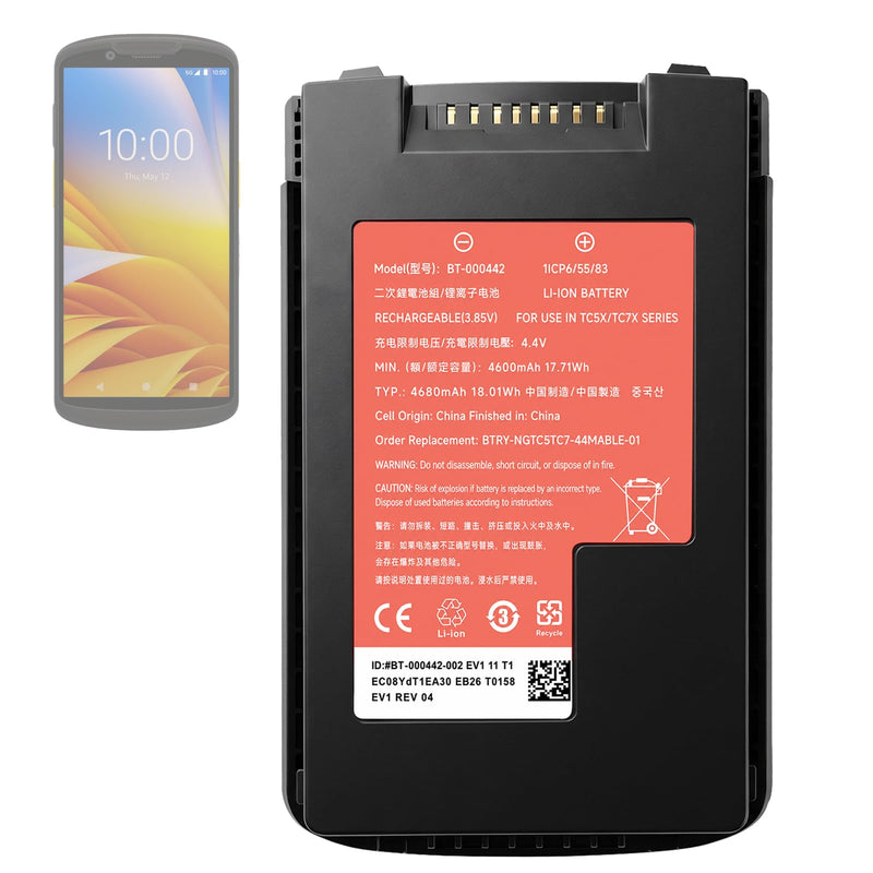 WUHAO Upgraded for Zebra TC53 TC58 TC78 Scanner Battery BT-000442 | for Zebra TC73 TC78 TC58E TC58AE TC5301 BTRY-NGTC5TC7-44MA-01 BT-000442-00 Barcode Scanner Battery