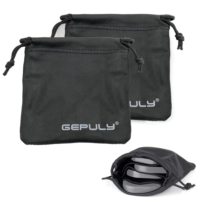 GEPULY 4 Pocket Camera Lens Filter Drawstring Bag Dustproof Storage Pouch | 4-In-1 2 Pack Soft Pouch 11CM,Hold Filters&Batteries In Separated Layers,Double As Microfiber Wipe,Shield From Sand&Scratches