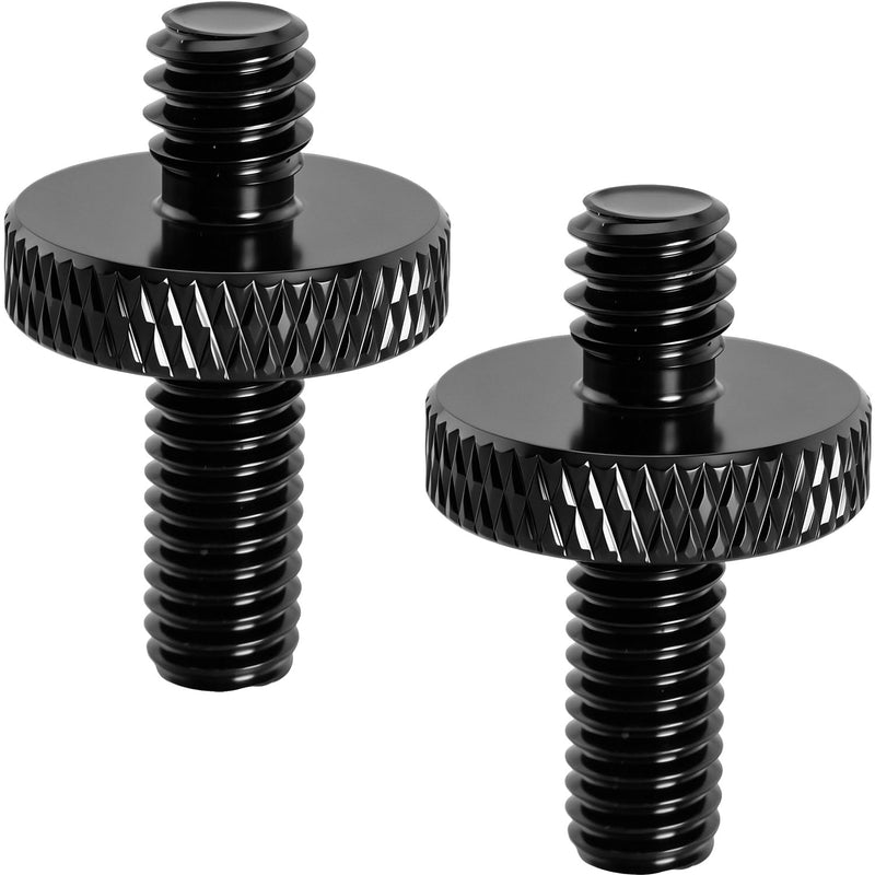 2PCS 1/4-20 Male To M6 Male Adapter Screw Double Ended Camera Microphone Stand Conversion Screw Aluminum Alloy Thread Adapter For Tripod Mic Mount Black