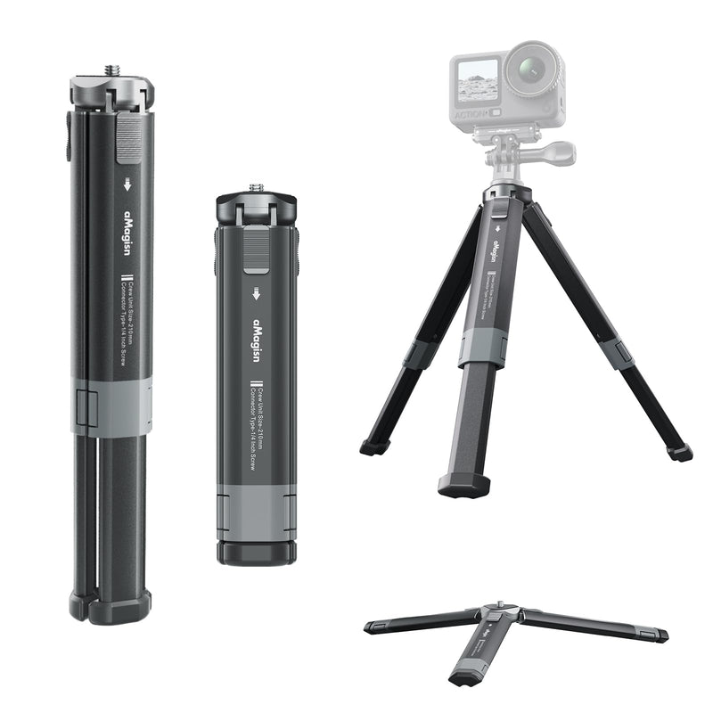 Metal Mini Tripod for Insta360 Luna Ultra/DJI Osmo Pocket 4P Accessories | Extendable Desktop Stand with 1/4" Screw, 3KG/6.6LB Load Capacity, Compact Vlogging Camera Tripod for Insta360 & Osmo Action
