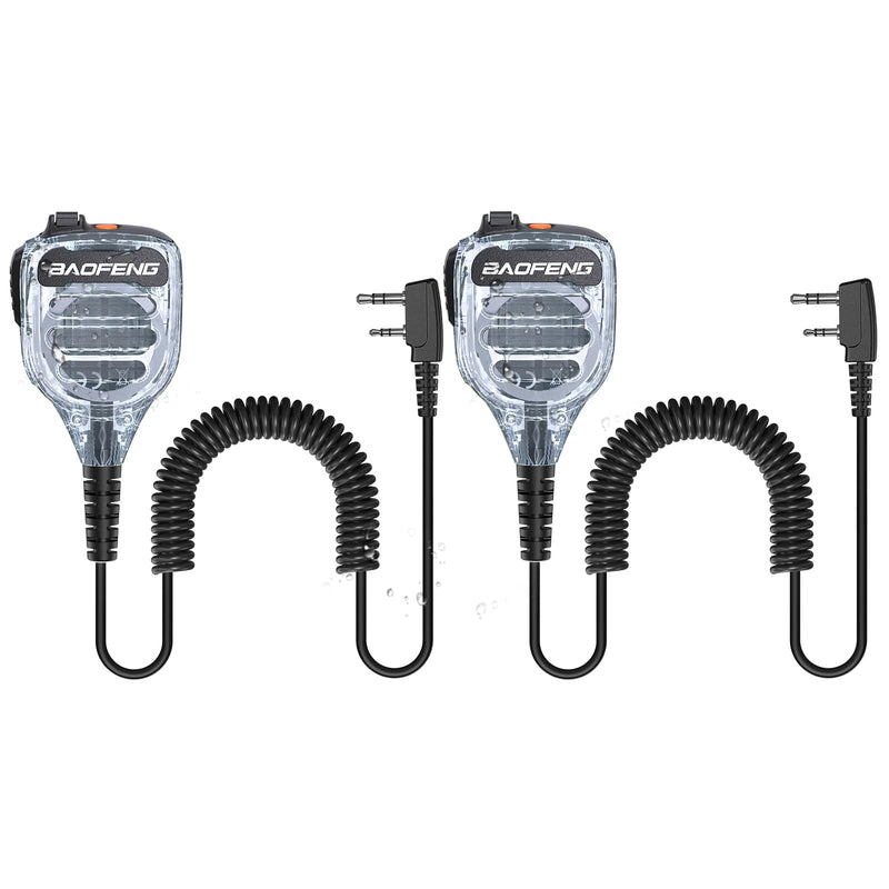 Baofeng Microphone Handheld Heavy Speaker BF-850 Ham Radio Mic IP54 Waterproof Volume Adjustable Speaker Mic for UV-5R BF-F8HP PRO AR-5RM UV-21R for Kenwood Retevis Walkie Talkies(2 Pack) Clear