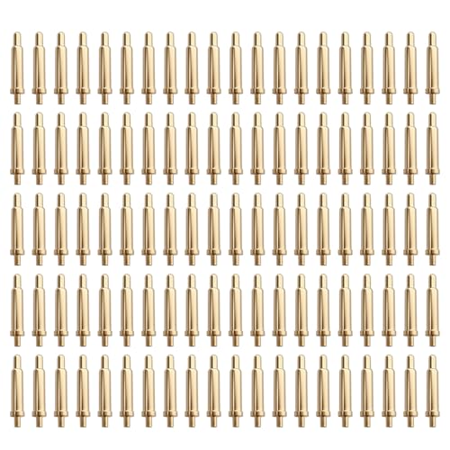 100 Pack 9.5mm Gold Plated Copper Pogo Pins, Through Hole PCB Circuit Test Thimble Connectors