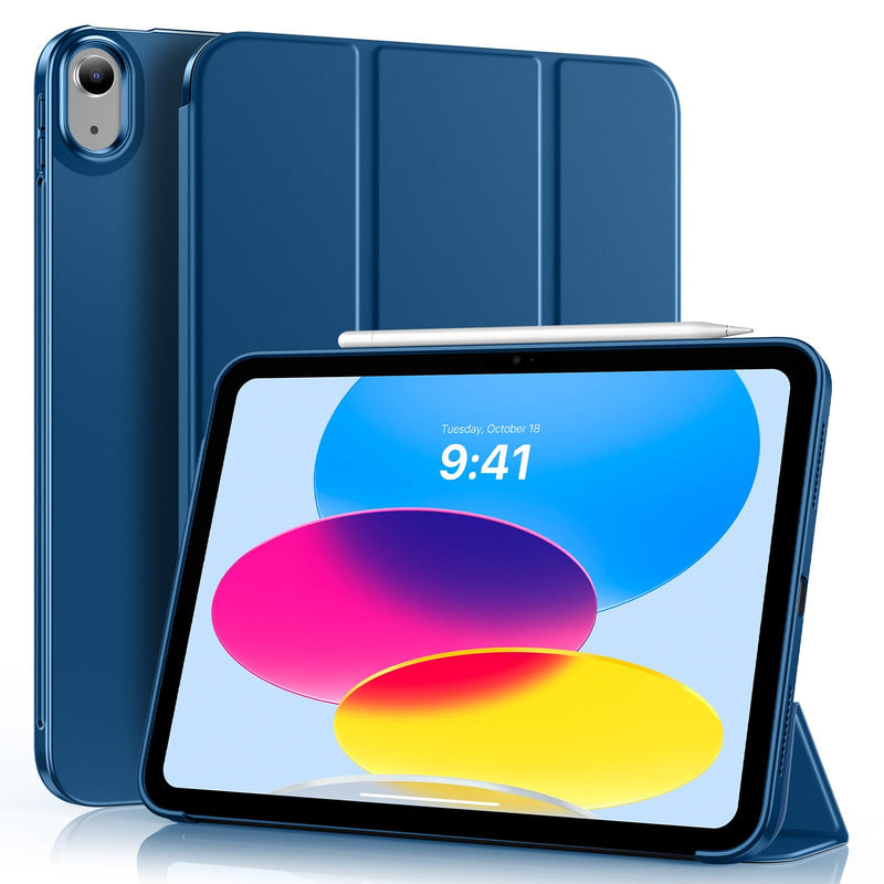 MoKo Case for iPad (A16) 11th/10th Gen 2025/2022 11/10.9 Inch, Abyss Blue | Trifold Stand Protective Cover Smart Folio Case Soft Flexible TPU Cover Support Supports Touch ID Auto Sleep/Wake