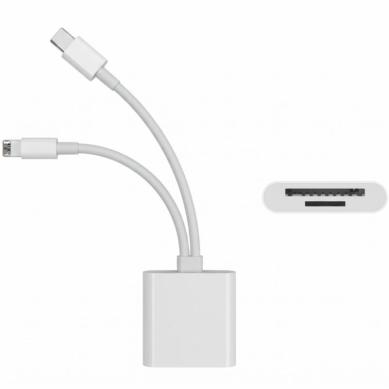 SD Card Reader for iPhone USB C iPad Dual Interface Adapter Reliable SD Card Adapter, Versatile Camera Adapter to iPhone, Portable Card Reader Computer, Compatible MacBook, Android USB-C Laptop