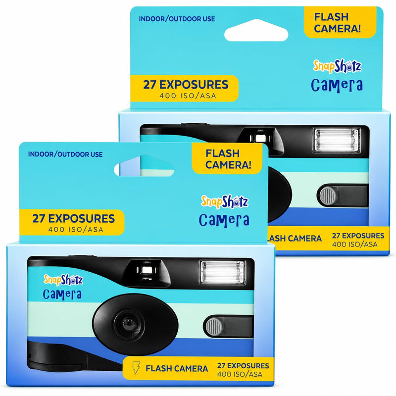 Flash 400 One-Time-Use Disposable Camera (27 Exposures) – 2 Pack with Built-in Flash – ISO 400 Film for Day or Night Shooting