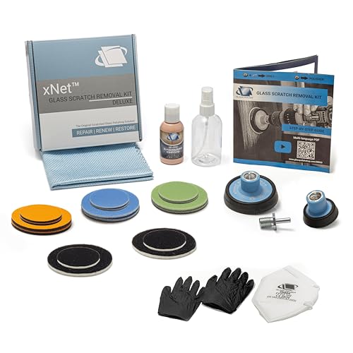GLASS POLISH DIY Glass Scratch Removal Deluxe Kit 2" & 3" - Effective Glass Polishing with Drill or Polisher, Repairs Deep Scratches, Removes Surface Damage and Restores Original Clarity & Shine 2 & 3 inch (12 Abrasives)