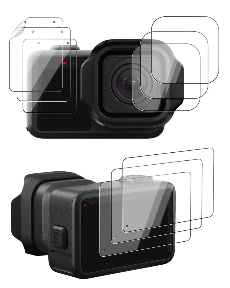 9 Pack Screen and Lens Protector Compatible with GoPro MISSION 1 Pro/MISSION 1, 3 Tempered Glass Rear Screen Films, 3 Tempered Glass Lens Covers,3 PET Front Screen Films, HD Clear Anti-Scratch
