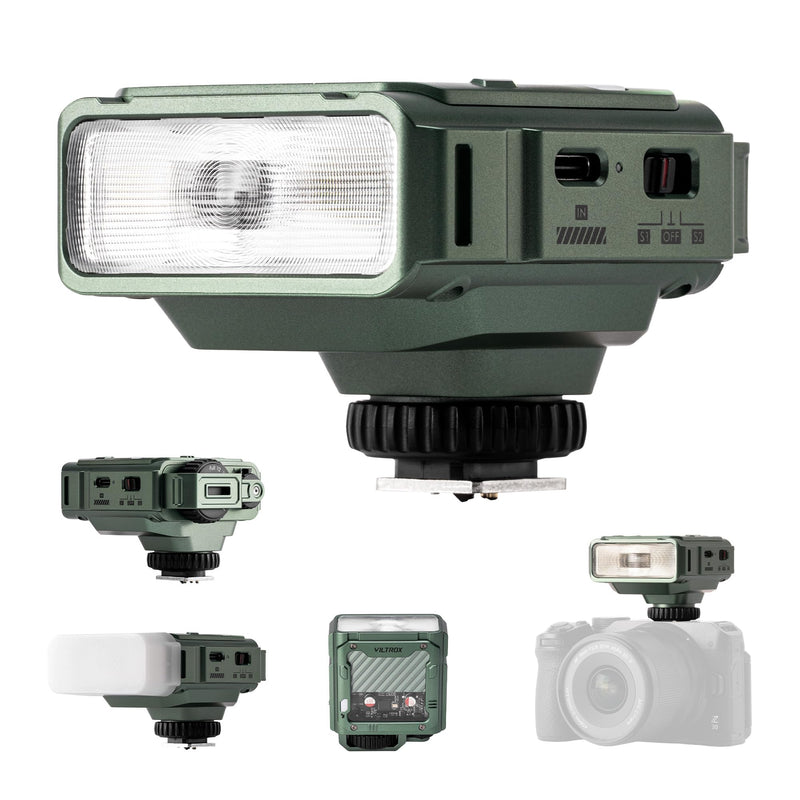 VILTROX Spark Z3-F TTL Camera Flash for Fujifilm (Green, Z3-(F-Mount)) | GN16 Retro Hot Shoe Flash with TTL & Manual Modes, USB-C Rechargeable Compact Speedlite with Adjustable Brightness Green, Z3-(F-Mount)