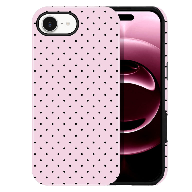 Polka Dot Pattern Phone Case for iPhone 16e/17e 6.1", Pink | Cute Aesthetic Case for Women Girls,Dual-layer Shockproof Protective Phone Cover,No Fading Print