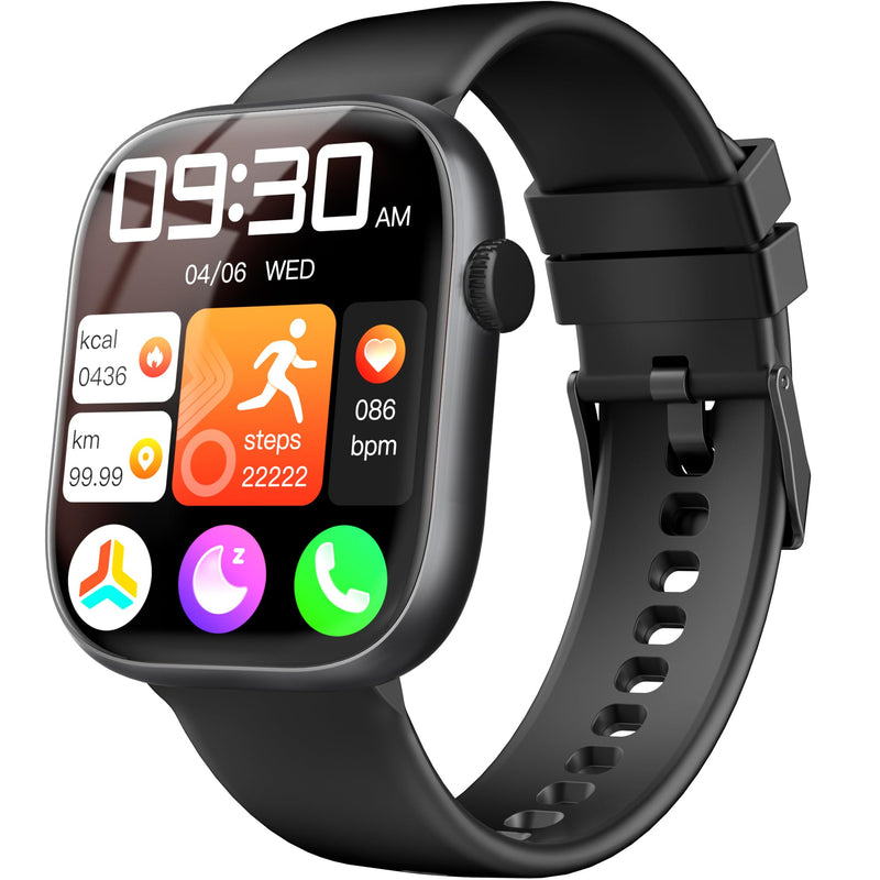 Smart Watch for Women Men, Fitness and Sleep Trackers with 1.83" HD Touchscreen, Bluetooth Calling Smartwatch for Android/iOS, IP67 Waterproof Multi-Sport Modes Pedometer, Jet Black