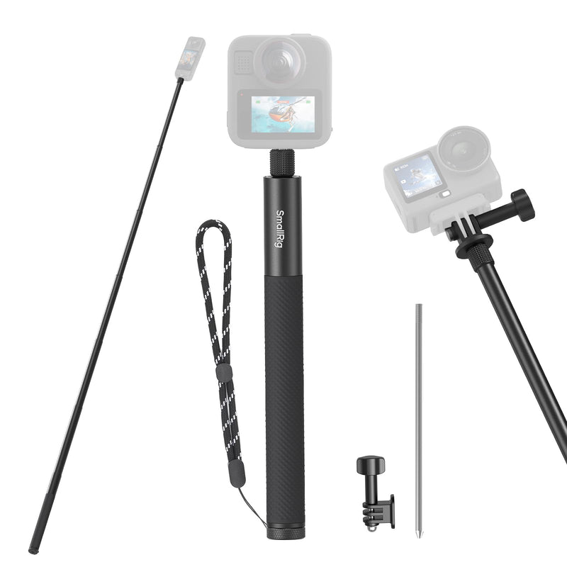 SmallRig Extendable 47in/3.9ft Invisible Selfie Stick for 360 Camera | Portable Stick Pole for Insta360 X5/X4/X3, for DJI OSMO 360, with 1/4"-20 Screw/Hole, Stake, Lanyard, Anti-Slip Handle - 6319