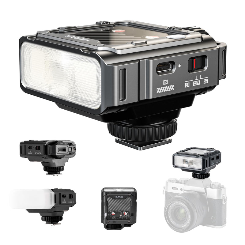 VILTROX Spark Z3-F TTL Camera Flash for Nikon (Grey, Z3-(N-Mount) | GN16 Retro Hot Shoe Flash with TTL & Manual Modes, USB-C Rechargeable Compact Speedlite with Adjustable Brightness Grey, Z3-(N-Mount）