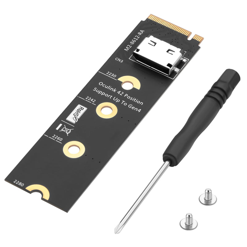 M.2 NVMe M-Key to OCuLink SFF-8611/SFF-8612 PCIe 4.0 x4 Adapter, Vertical 2280 NGFF SlimSAS Converter, Gen4 Expansion Card for Mini ITX, NUC, Desktop PC, Server U.2 NVMe SSD (Model C)