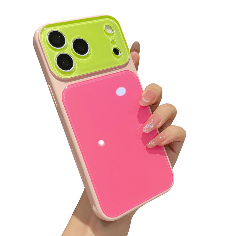 Caseative for iPhone 17 Pro Max Case, Red Yellow | Contrast Candy Color Block Crystal Camera Lens Protection