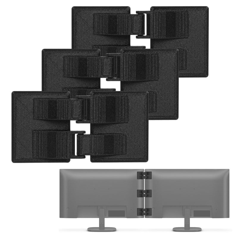 3-Pack Monitor Connector Alignment Clips with Adhesive, Multi Monitor Alignment Brackets for Dual & Triple Monitor Setups, Tool-Free Monitor Connection