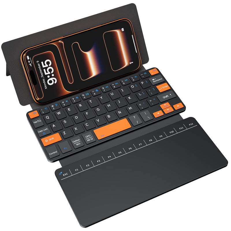 Mini Wireless Keyboard with Touchpad for Phones,Galaxy Z Fold 8 Ultra/8/7/6 | Ultra Compact, Portable Travel, Dual-device Bluetooth, Adjustable Stand, Leather Cover, Keyboard with Trackpad, For iPad mini