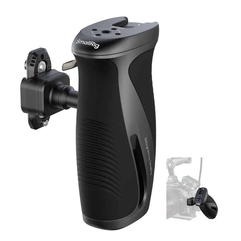 SMALLRIG Rotating Side Handle with HawkLock H21 Quick Release NATO Clamp, Includes H21 NATO Rail, 360° Adjustable, 15kg/ 33lb Load, Ergonomic Silicone Grip