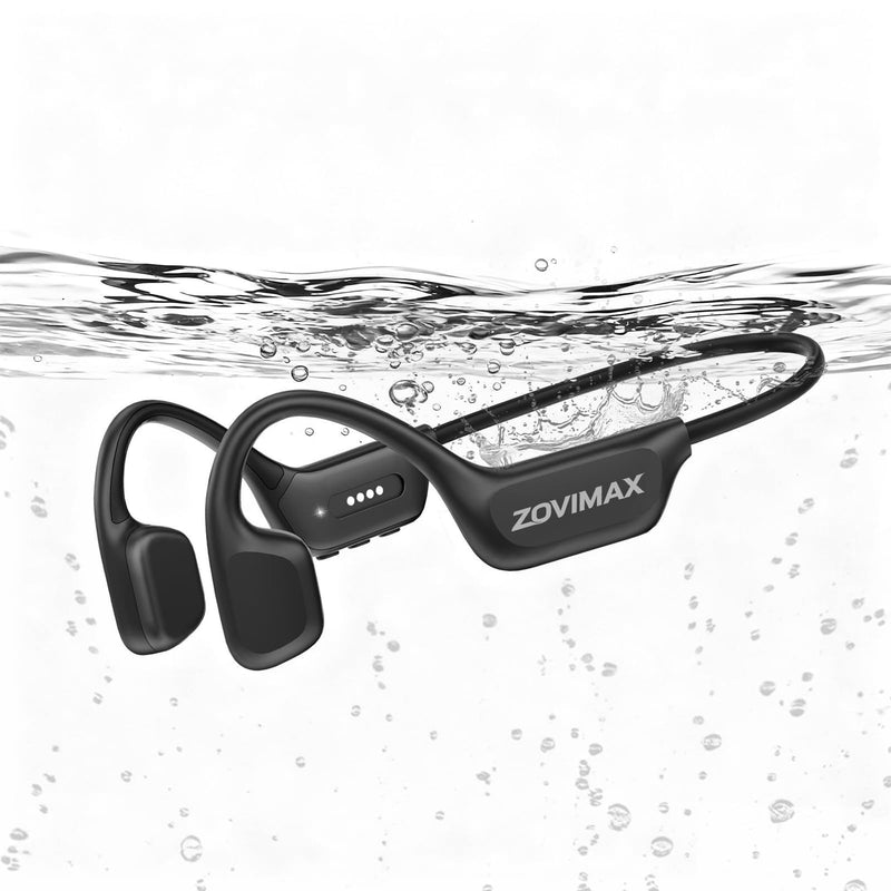 Bone Conduction Headphones, Swimming Headphones, Open Ear Headphones, Black | IPX8 Waterproof MP3 Mode 8GB Memory Up to 12 Hours Playtime, Bluetooth 6.0 Earbuds Secure Fit for Running and Fitness
