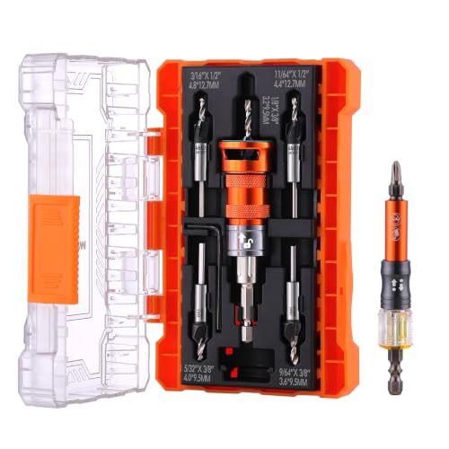 Countersink Drill Bit Set, 5 Wood Sizes with Adjustable Depth Stop 6