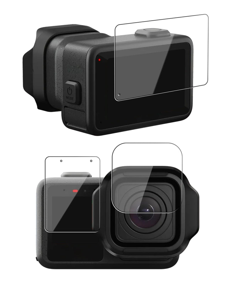 for GoPro MISSION 1 PRO/MISSION 1 Tempered Glass Screen Protector, 3-Piece Set: Front Screen + Lens + Rear Screen, 9H Hardness Anti-Scratch, Bubble-Free HD Clarity