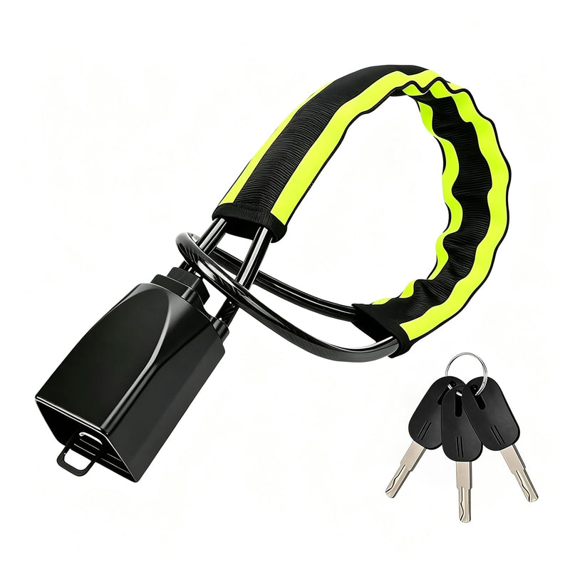 Steering Wheel Lock with Seat Belt Lock – Double Anti-Theft, High Visibility Reflective Strip, 3 Keys, Universal Fit for Cars, SUVs, Vans, Yellow and Black