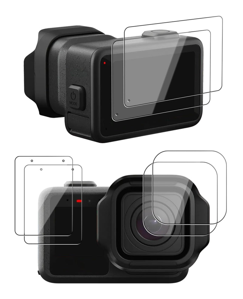 for GoPro MISSION 1 PRO/MISSION 1 Tempered Glass Screen Protector, 6-Piece Set: 2 Front Screen + 2 Lens +2 Rear Screen, 9H Hardness Anti-Scratch, Bubble-Free HD Clarity