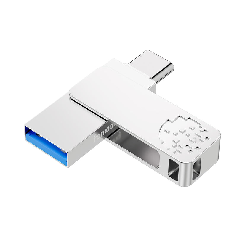 fanxiang F372S 64GB USB Flash Drive, Dual USB Type-C & USB-A, USB 3.2 Gen 1 Up to 150MB/s, Water-Resistant Zinc Alloy Metal Thumb Drive, Memory Stick for iPhone 15/16/17 Series, Android, PC, Mac