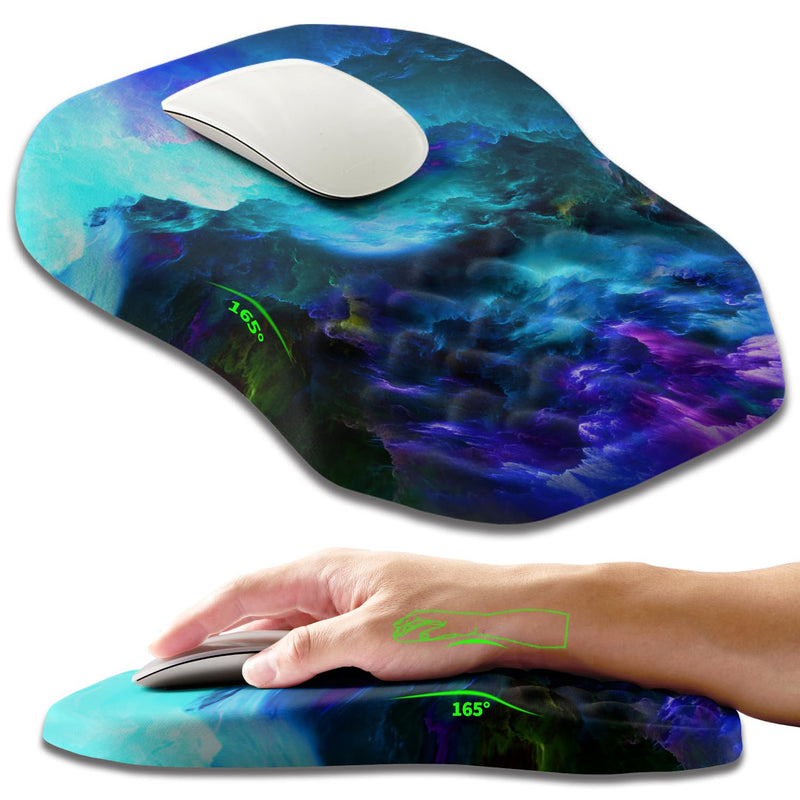Ergonomic Slope Mouse Pad Wrist Support, Wrist Rest Mousepad for Carpal Tunnel Pain Relief with Massage Bulge and Slow Rebound Memory Foam (12x8 inch, Nebula) AM044-nebula