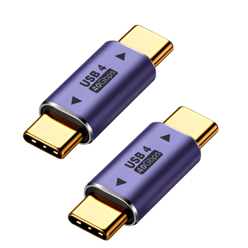 2 Pack USB C Male to Male Adapter Type C Coupler Extender Support 40Gbps Data 100W Fast Charging Video for Laptop Phone and TypeC Devices