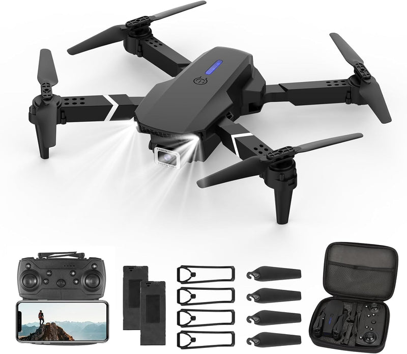 Mini Drone for Kids with 4K Dual Cameras Remote Control Toys Gifts for Boys Girls with Altitude Hold, Headless Mode, One key Return/Emergency Stop, 3D Flips 2 Batteries, Foldable RC Quadcopter Black