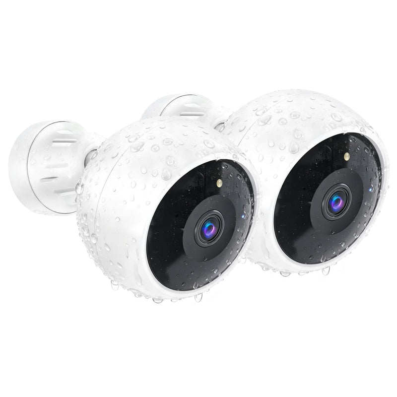 Security Cameras Wireless Outdoor, 2K Camera for Home Security | Battery Camera, Indoor Camera, Color Night Vision, 2.4G WiFi, 2-Way Talk, Siren Alarm, AI Motion Detection, 2 Pack White-2 Pack