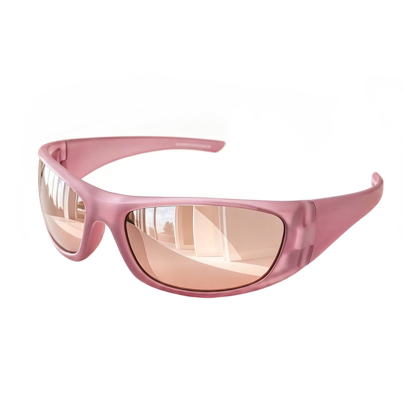 Wraparound Migraine Glasses,FL-Flex Light Sensitivity Glasses for UV400 Protection,Fluorescent LED Glare,Photophobia Rose Silver Mirror - Bright Sunlight Migraine Relief