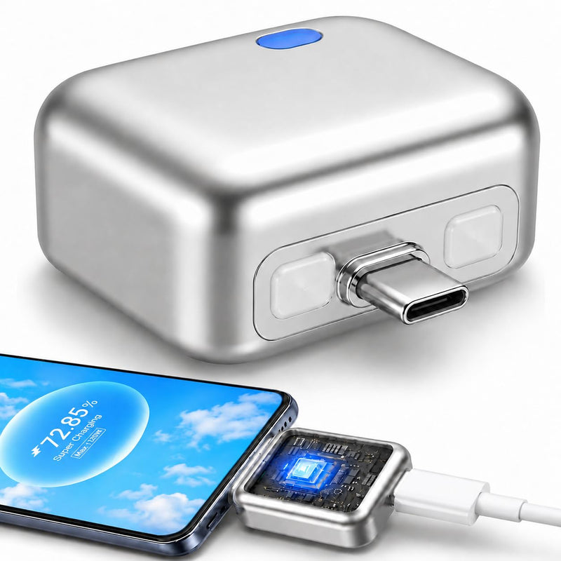 Auto Stop Charging Adapter – USB-C Fast Charger with Power Separator | Smart Physical Disconnect Charger for Battery Protection, Compatible with iPhone 17/16/15 Pro Max, Laptops, Tablets