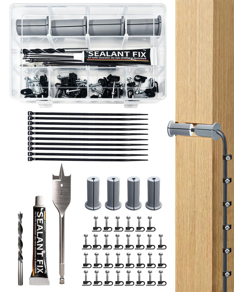Starlink Cable Routing Kit Wall Pass Through Grommet Mounting Kit | Includes 1" Spade Bit & 5/16" Bit, wire clips and cable ties. Fits Starlink Gen 2/3 & Mini Dish for Ethernet installation