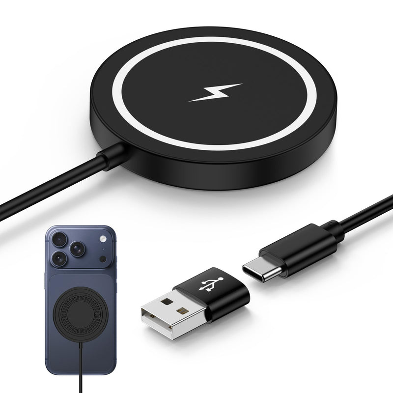 15W Samsung Magnetic Wireless Charger for Galaxy S26 Ultra S25 Ultra FE S24 | Z Fold Flip7, Wireless Fast Charging Pad Magsafe Charger with USB A/C Cable for iPhone 17 16 15 14 13 12 Series, Pixel 10Pro