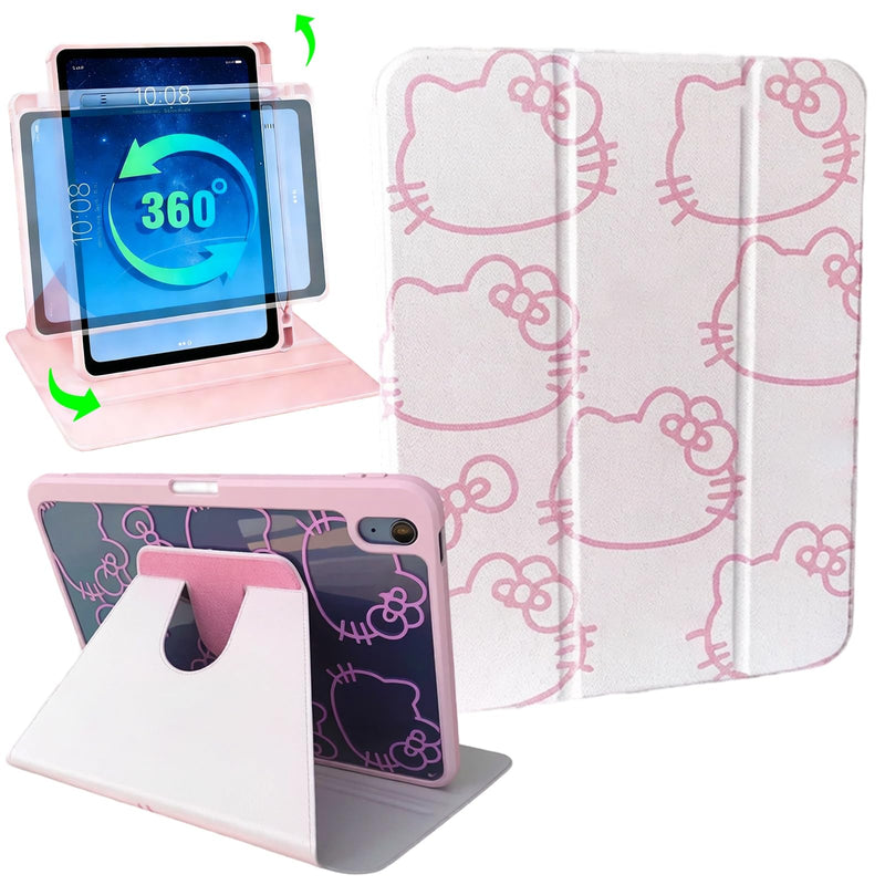 Cute iPad Case with Rotating Stand Compatible with iPad (A16) 11th Generation 11 Inch 2025 & iPad 10th Gen 10.9 Inch 2022, Protective Folio Tablet Cover for Women Girls Teens Kids Girly