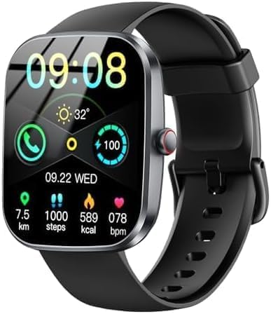 Smart Watch for Men Women, 1.91" HD Touch Screen Smart Watch Answer/Make Calls, Fitness Watch with Heart Rate/Sleep Monitor,100+ Sport Modes Fitness Tracker, IP68 Waterproof Smartwatch for Android iOS Black