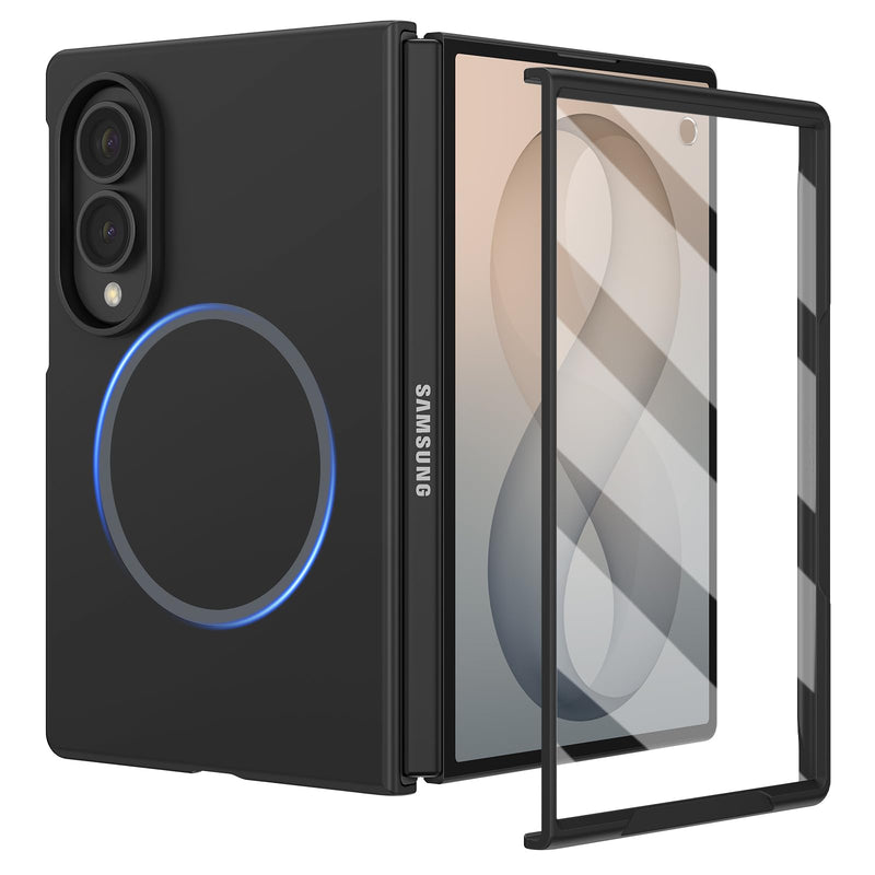 Ruky Magnetic Case for Z Fold 8 Case with Screen Protector, Black | [Not for Z Fold 8 Ultra] Compatible with MagSafe, Anti-Slip Full Body Protective Case for Samsung Galaxy Z Fold 8, Black A-Black