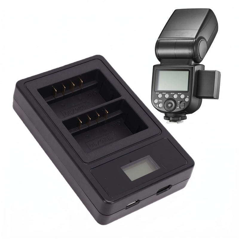 Bewinner Camera Flash Dual Battery Fast Charger 5Wx2 Smart Display, Charger Fit for VB26 VB26B VB30 V860III V1 V850III Flash Battery, Fast with Intelligent LCD Screen for