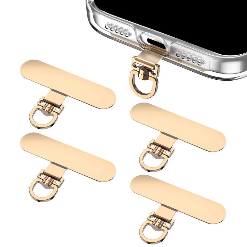 Oaridey Phone Tether Tab, 360° Tangle-Free Rotation, No Charging Burden | Ultra Thin Stainless Steel Phone Lanyard Tab, Fits Most Phones and Cases, For Outdoors, Travel & Daily, 4 Packs, Gold