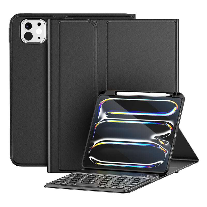 for iPad Pro M5/M4 11" Keyboard Case with Wireless Magnetic Keyboard | Folder Style Cover Three Adjustable Angles with Pen Slot and Honeycomb Heat Dissipation for iPad Pro (M5/M4,2025/2024),Black