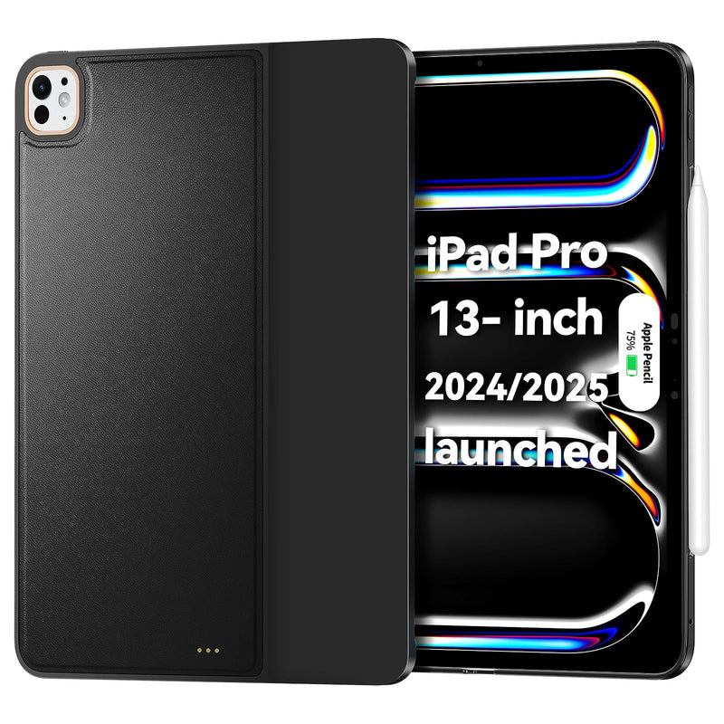 Matekxy Magic Keyboard Compatible Case for iPad Pro 13 Inch M4 2024/M5 2025 | Case with Smart Connector, Full 4-Side Protection & Magnetic Pencil Alignment Guide, Slim Cover, Black