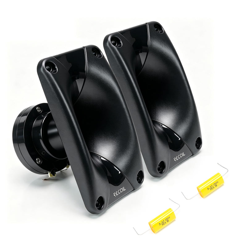 RECOIL HT25-8P Pair PRO Horn Tweeter 100W Max Power Audio Capacitor Car | 25mm Neodymium Driver 1" Voice Coil 8 Ohms